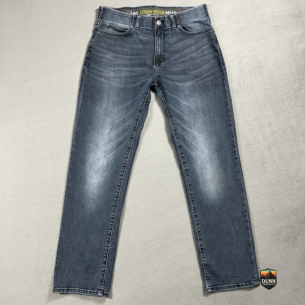 Lee Jeans Mens 33x32 Blue Extreme Motion MVP Athletic Fit Tapered Stretch Denim